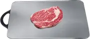 Stainless Steel Cutting Board - Defrosting Board Stainless Camping Cutting Block,Serving Tray with Easy Grip Handle, Kitchen Gadgets for Meat, Vegetable