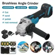 125mm Brushless Angle Grinder Cordless 10000RPM 18V Battery Cutting Polish Tool