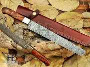 HUNTEX Handmade Damascus Blade, 35 cm Long, Full-Tang Best Kitchen Slicer Knife