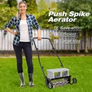 18 Inch Push Spike Lawn Aerator Heavy Duty Manual Grass Roller Yard Tool Steel