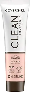 CoverGirl Clean Invisible, Light Ivory, Foundation, Blendable Formula, Buildable Coverage, Lightweight, Natural Finish, Non-Comedogenic, 30ml