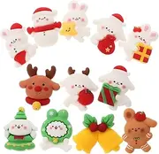 STOBOK 60pcs Santa Bunny Charms in Glitter Charms Multi-Function Flatback Charms for DIY Craft Projects