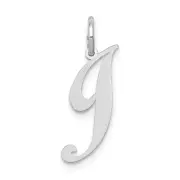 14k White Gold Small Fancy Script Letter J Initial Charm Bracelet Necklace