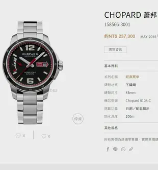 【個人藏錶】 CHOPARD 蕭邦 賽車系列 動力顯示 日期窗 自製機芯 43mm 2022全套  台南二手錶 美錶 43mm