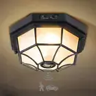 Outdoor Ceiling Light Flush Mount,10.6'' Porch Ceiling Light with Motion Sensor,