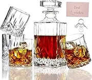 Crafted Glass Whiskey Decanter,Luxury Whiskey Glasses Set,Crystal Decanter Set with 4 Glasses,100% Lead Free Whiskey Glasswar,Great Gift Idea for Whisky, Bourbon, or Scotch Lovers