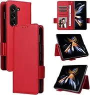 Compatible with Samsung Galaxy Z Fold 5 Wallet Case,PU Leather Folio Flip Case Compatible with Samsung Galaxy Z Fold 5 Cell Phone Leather Case Red