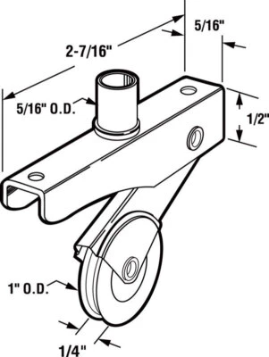 Prime-Line 111872 Steel Sliding Screen Door Roller Assembly 1 Dia. x 1/4 L in.