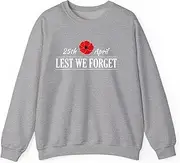[Generic] 25th April Lest We Forget Red Poppy Memorial Day Design Sweatshirt for Adults Crew Neck Long Sleeve Pullover