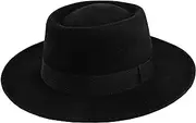 [CXQRR] 1920s Wide-Brim Flat-Top Fedora Hat Porkpie-Hat for Men Women