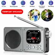 Portable FM Radio Bluetooth 5.4 Speaker MP3 Player Rechargeable AUX/TF Alarm