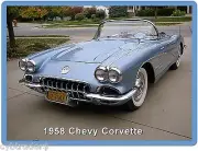 1958 Chevrolet Corvette Blue Auto Refrigerator / Tool Box Magnet Man Cave