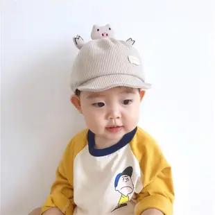 可愛小豬女寶寶卡通軟檐嬰兒帽子
