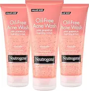 Neutrogena Oil Free Pink Grapefruit Acne Face Wash with Vitamin C, 2% Salicylic Acid Acne Treatment, Gentle Foaming Facial Scrub to Treat & Prevent Breakouts, 6.7 fl. Oz, 3 Pack