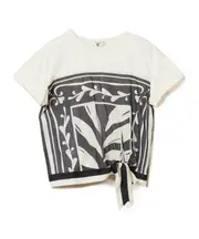 graphic-print tie-front top L White