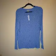 STYLE CO WOMENS BUTTON-UP CARDIGAN SWE BLUE DOT M