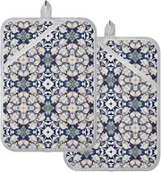 Pot Holders for Kitchen Navy Pattern Boho Potholders for Kitchens with Pocket Hot Pan Holder Oven Mitts 2 Pack