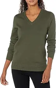 [Amazon Essentials] Women's 100% Cotton Long-Sleeve V-Neck Sweater