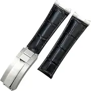 [AEMALL] Metal End Genuine Leather Watchbands for Rolex Daytona SUB Submariner GMT Master Yacht 20mm Watch Strap Green Blue Black Band 17.5-18.5cm Wrist