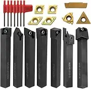 21PCS Lathe Turning Tool, Boring Bar Industrial for Finishing Operations, 7 Set 12mm Shank Indexable Carbide Turning Inserts Lathe Threading Tool Holder