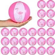 Jexine 24 Pcs Mini Beach Balls Flamingo Party Pack, 5 Inch Inflatable Pink Beach Ball Flamingo Toy in Bulk for Teens Adults Pool Luau Party Supplies Decorations