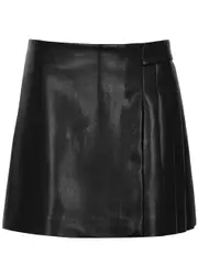 Alice + Olivia Toni Pleated Faux Leather Mini Skirt - Black - 10 10