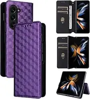 Compatible with Samsung Galaxy Z Fold6 Case,Compatible with Samsung Galaxy Z Fold6 5G SM-F956 PU Leather Kickstand Card Holders Flip Magnetic Closure Phone Wallet Cover Purple