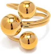 [FUTIMELY] Chunky Ball Statement Rings,14K Gold Irregular Triple Round Ball Open Ring Fashion Thick Double Ball Knuckle Rings Party Trendy Minimalist Jewelry