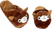 [HANDKEI] Cute alpaca plush slippers funny winter warm animal slippers furry pink house slippers
