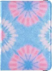 [Amooorous] Blue-pink Tie-dye Leather decorative passport holder for travel men Wallet Combo Document Organizer Holder Accessories Ultra Slim, Blue-pink tie-dye, 1 size