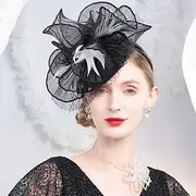 Fascinators Tulle Fiber Floppy Hat Top Hat Veil Hat Wedding Tea Party Elegant Wedding With Feather Headpiece Headwear