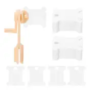 100pcs Plastic Embroidery Floss Bobbins with Bobbin Winder, White
