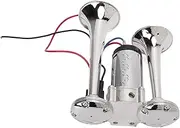 Air Horn, Metal Truck Air Trumpet Truck Horn 12V 130dB Dual Trumpet Super Loud Strong Pressure for Train Boat Car