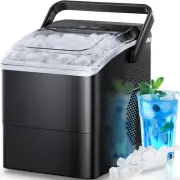 Countertop Ice Maker, 9 Cubes in 6 Mins, 26 Lbs Daily, Portable with Handle
