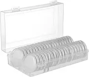 Uonlytech 40Pcs Coin Holder Capsules with Protect Gasket and Storage Box Clear Coin Collection Supplies for Coins Dust and Secure Protection
