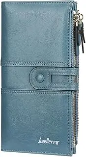 [YUEcthynous] Women's Large Wallet, Soft Synthetic Leather Purse, Women's Small and in Purse in Very Beautiful Colours with Many Compartments, blue, L, Contemporary