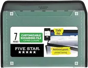 Five Star Expanding File Folder Organizer + Study App, 7-Pocket Accordian File Organizer, Zipper Closure, Holds 11'' x 8-1/2'', Seaglass Green (350099C-ECM)