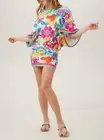 TRINA TURK WOMEN MULTICOLOR FONTAINE SWIM SPA DRESS TUNIC SIZE L NWT $152