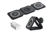 Orotec 3-in-1 Foldable Magnetic Triple Wireless Charger Made for Apple Products BLACK