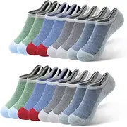 [HYCLES] Mens Invisible Trainer Socks No Show Ankle Socks for Men 8 Pairs Low Cut Breathable Cotton Liner Socks with Non-Slip Silicone Stripes