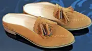 Women Slip On Pointed Toe Suede Tassel Loafers Mules Flat - Size 39/7.5