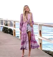 NWT Spell & The Gypsy Mossy Button Through Gown Dress Maxi Kimono Lilac Sz L