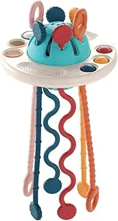 Magic Sensory UFO Teething Toy – Baby Teething Toys for Toddlers 18+ Months, Flying Saucer Montessori Sensory Toys with Soft Silicone Chewy Tubes, Pull String Baby Toys – BPA-Free & Travel-Friendly