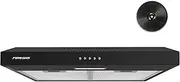 FIREGAS 60cm Visor Cooker Hood LED Extractor Hood Under Cabinet Hood Wall Mounted Extractor Fan Kitchen 600 mm Top Vented Range Hood,Black FGS-EBF23A360AC