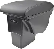 Black Leather Car Center Console Storage Box Arm Rest Compatible For Kia Soul 2010 2011 2012 2013 With USB Interface Content Modification