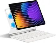 Keyboard Case for Xiaomi Mi Pad 7/7 Pro 11.2 inch 2024, Magnetic Floating Cantilever Stand, Ultra-Slim Protective Case with Backlit Keyboard, Multi-Touch Trackpad,White