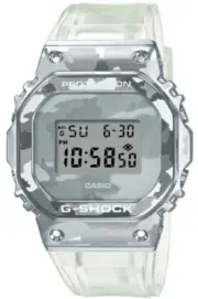 Casio Mens G-Shock GM-5600SCM-1 Skeleton Camouflage Stainless Steel Case