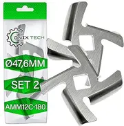 Set of 2 Meat Mincer Knives, Diameter 47.6 mm, Stainless Steel with Original Code AMM12C-180 for Panasonic ONIX TECH