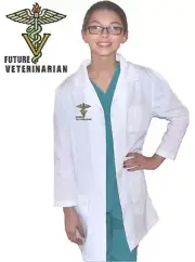 Kids Veterinarian Lab Coat with Future Veterinarian Caduceus Embroidery Design