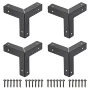 33x33x33mm Metal Box Corner Protectors Edge Guard Black 4Pack